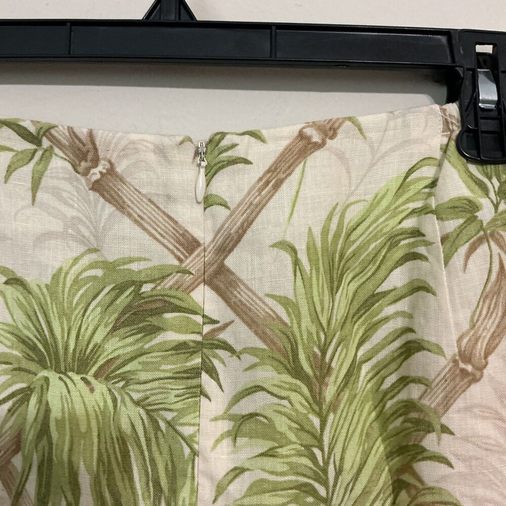 VTG Talbots Linen Tropical Bamboo Palm Leaf Lattice Pencil Skirt Cream Green 16W - Picture 5 of 7